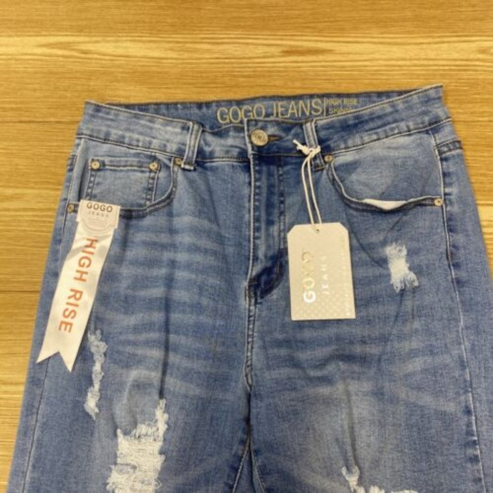 Womens Gogo Jean Skinny Jeans High Rise Distressed Denim Pants Size 14 - Picture 5 of 16